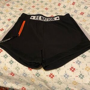 P.E Nation Black Shorts with Orange Accent